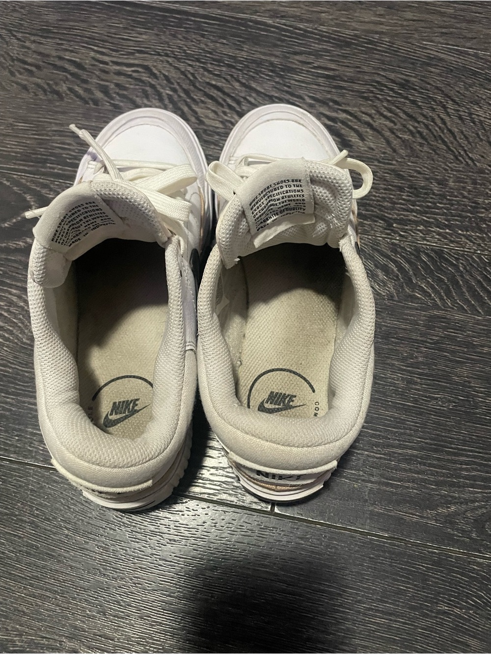 Nike White Low-Top Sneakers Platform sole with Black Swoosh and Tan Stripe - Picture 8 of 8